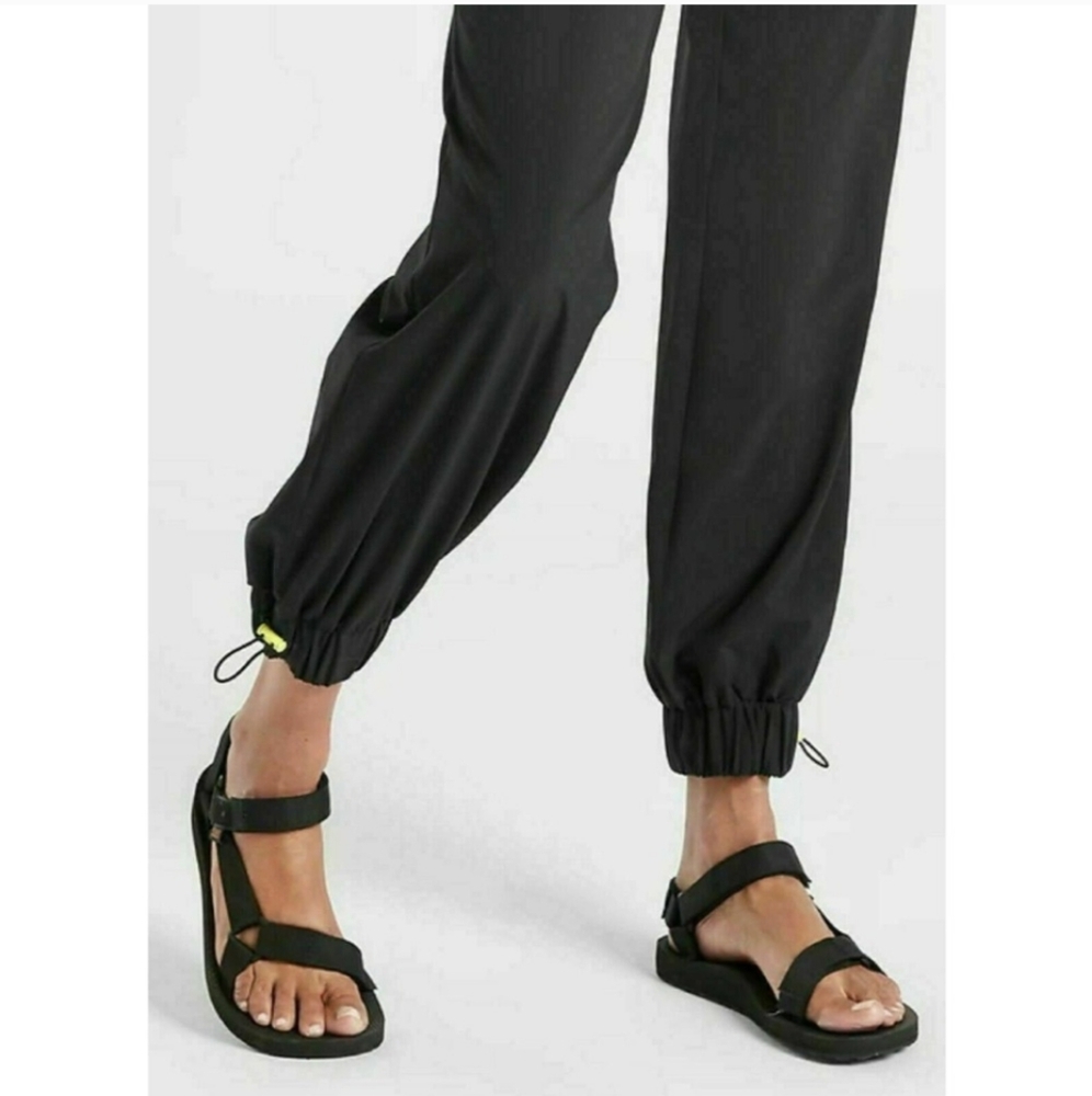Athleta "Dipsea" Romper Front Zipper Striped Black Jumpsuit size 12 - Picture 4 of 15